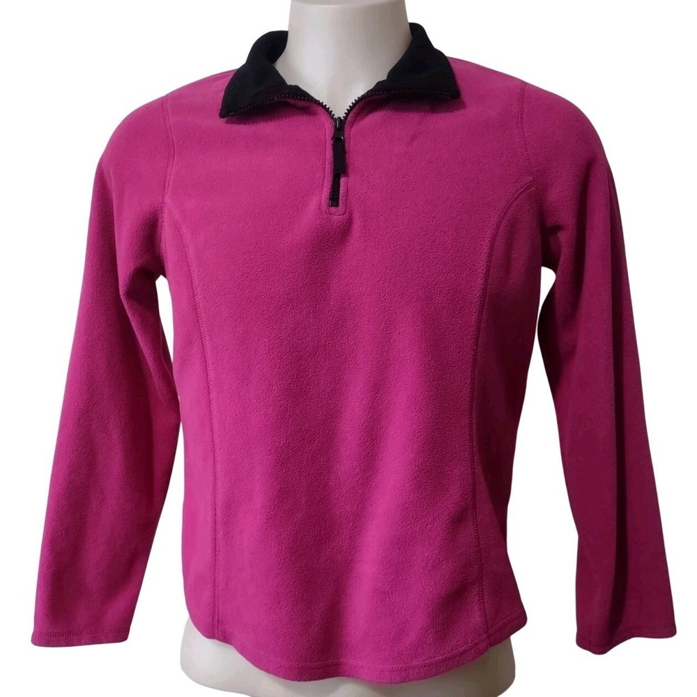 SJ Active St Johns Bay Fleece Pullover L Womens Gorp Cabin Core Pink Quarter Zip